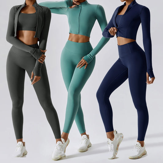 `YiYi Naked feeling Breathable Stretchy workout 3pc set